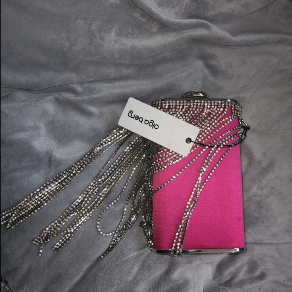 NWT Olga Berg X Revolve Rhinestone Bag Clutch Shoulder Chain Sparkle
